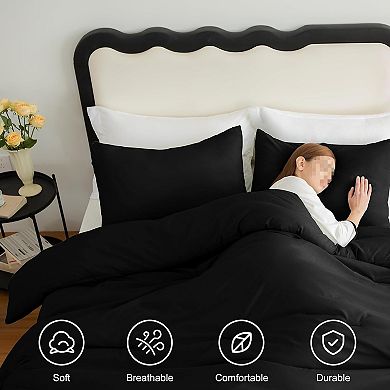 Queen Comforter Set , 3 Pieces Solid Comforters Queen Size Breathable Quilted Bedding Sets