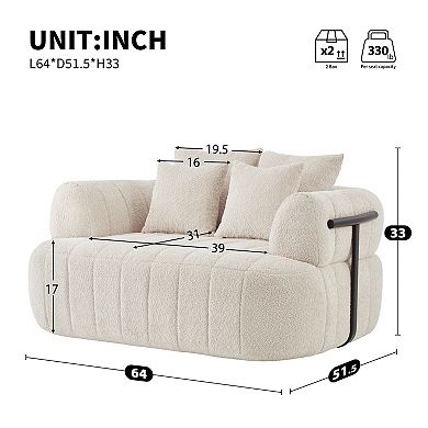 Merax 64" Oversized Boneless Chaise Lounge Sofa Bed Boucle Upholstered Deep Seat Cloud Sofa Chair