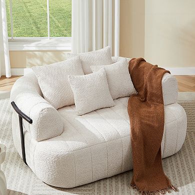 Merax 64" Oversized Boneless Chaise Lounge Sofa Bed Boucle Upholstered Deep Seat Cloud Sofa Chair
