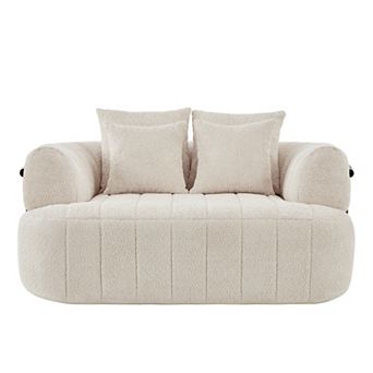 Merax 64" Oversized Boneless Chaise Lounge Sofa Bed Boucle Upholstered Deep Seat Cloud Sofa Chair