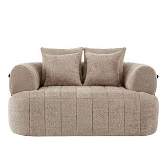 Merax 64" Oversized Boneless Chaise Lounge Sofa Bed Boucle Upholstered Deep Seat Cloud Sofa Chair