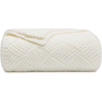 Minky Throw Blanket Soft Lightweight All Season Diamond Stitch Plush Fleece Machine Washable Cozy