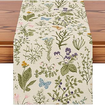 Wildflowers Floral Spring Table Runner Butterfly Kitchen Holiday Dining Decor
