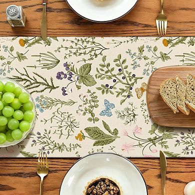 Wildflowers Floral Spring Table Runner Butterfly Kitchen Holiday Dining Decor