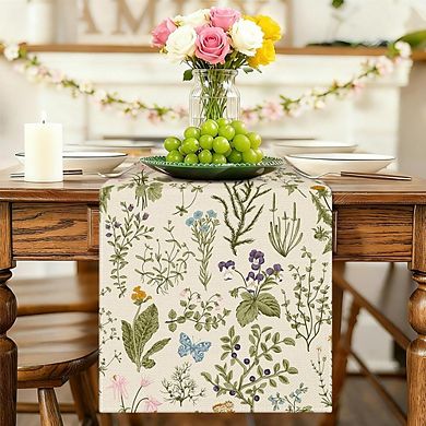 Wildflowers Floral Spring Table Runner Butterfly Kitchen Holiday Dining Decor