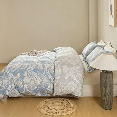 100% Cotton Floral Pattern Cover Set, Soft 3-Piece Bedding Set with 1 Duvet Cover & 2 Pillow Shams