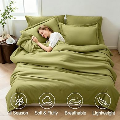 Olive Green Queen 7-Piece Bed in a Bag Comforter Set, Soft Bedding Set with Sheets & Pillow Shams