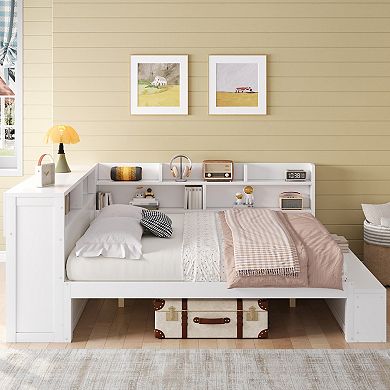 Merax Full Size Daybed with Storage Cabinets, Shoe Cabinet and USB Ports