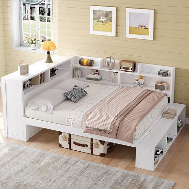Merax Full Size Daybed with Storage Cabinets, Shoe Cabinet and USB Ports
