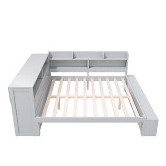 Merax Full Size Daybed with Storage Cabinets, Shoe Cabinet and USB Ports