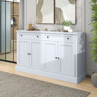 Merax Kitchen Sideboard Storage Buffet Cabinet with 2 Drawers & 4 Doors Adjustable Shelves