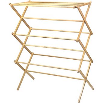 Collapsible 100%Bamboo Laundry Drying Rack, Heavy Duty Pre-Assembled Wooden Clothes Dryer