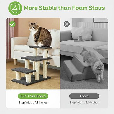 Nicate Pet Stairs for Cats Dogs High Beds Couch 150lbs Capacity Scratch Resistant Non Slip Indoor