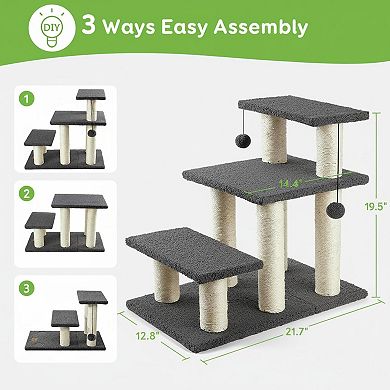 Nicate Pet Stairs for Cats Dogs High Beds Couch 150lbs Capacity Scratch Resistant Non Slip Indoor