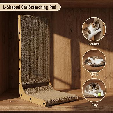 Nicate 4 Pack Cat Scratch Pad with Box: Reversible Cardboard Bed with Catnips