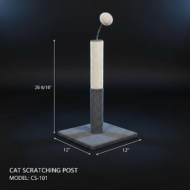 Nicate Cat Scratching Post with Carpet Base Spring Teasing Ball for Indoor Cats Kittens