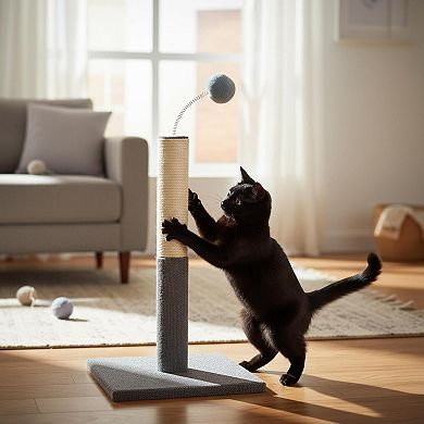 Nicate Cat Scratching Post with Carpet Base Spring Teasing Ball for Indoor Cats Kittens
