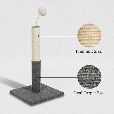Nicate Cat Scratching Post with Carpet Base Spring Teasing Ball for Indoor Cats Kittens