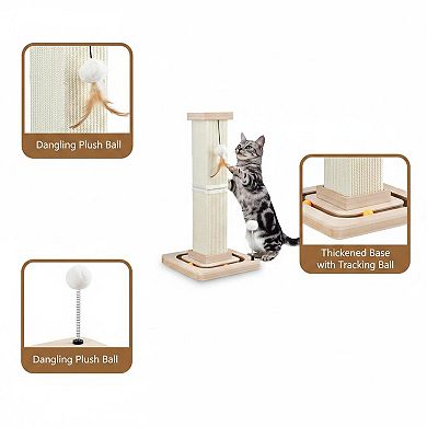 Nicate 27" Cat Sisal Scratcher Interactive Track Balls Hanging Vertical Posts Indoor Cats Kittens