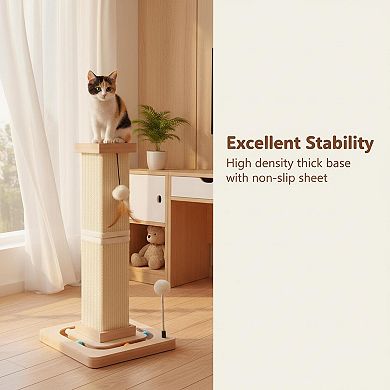 Nicate 27" Cat Sisal Scratcher Interactive Track Balls Hanging Vertical Posts Indoor Cats Kittens
