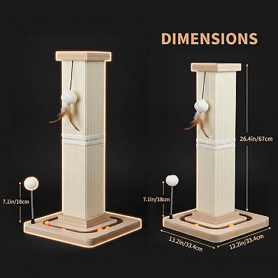 Nicate 27" Cat Sisal Scratcher Interactive Track Balls Hanging Vertical Posts Indoor Cats Kittens