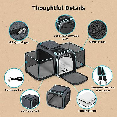 Petsfit Expandable Pet Carrier Airline Approved Soft Breathable Collapsible Small Pets