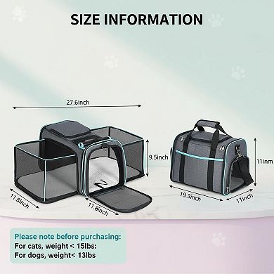 Petsfit Expandable Pet Carrier Airline Approved Soft Breathable Collapsible Small Pets