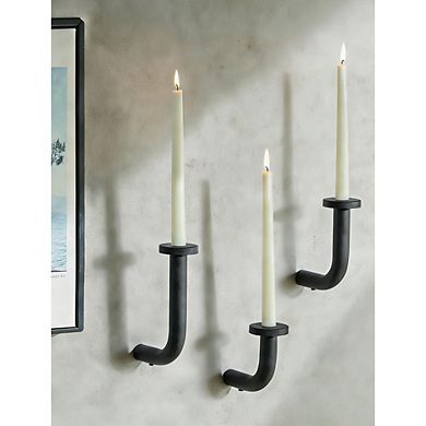 MOEPLSY 3-Piece Black Metal Wall Candle Sconces, Minimalist Modern Taper Candle Holders