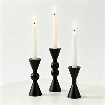 MOEPLSY 3 pc Black Brass Taper Candle Holders, Decor for Wedding, Party, Holiday & Table