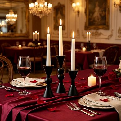 MOEPLSY 3-Piece Black Brass Taper Candle Holders, Decor for Wedding, Party, Holiday & Table