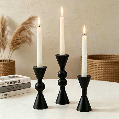 MOEPLSY 3-Piece Black Brass Taper Candle Holders, Decor for Wedding, Party, Holiday & Table