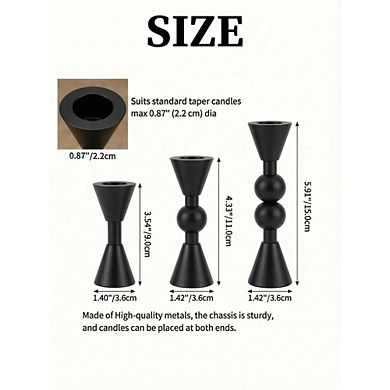 MOEPLSY 3-Piece Black Brass Taper Candle Holders, Decor for Wedding, Party, Holiday & Table