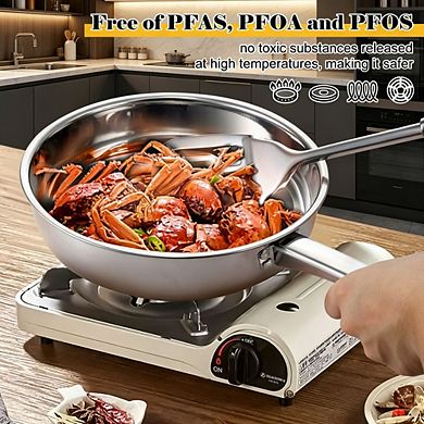 MOEPLSY15-Piece Stainless Steel Cookware Set With sturdy fixed handles, it is induction compatible