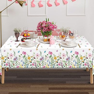 Spring Floral Tablecloth, disposable plastic party cover, waterproof 1 pack