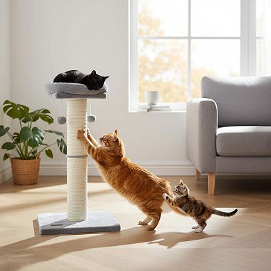 Nicate 34 Inch Large Sturdy Cat Scratcher Replaceable Sisal Interactive Balls Quick Assembly