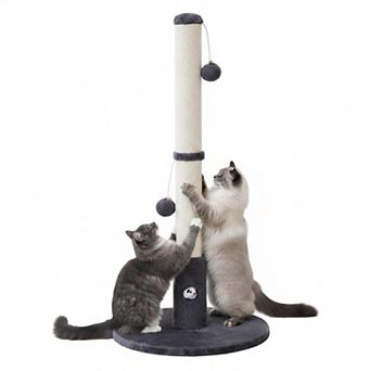 Nicate 33'' Tall Cat Scratching Post with Hanging Ball Mouse Hole Sturdy Sisal Rope
