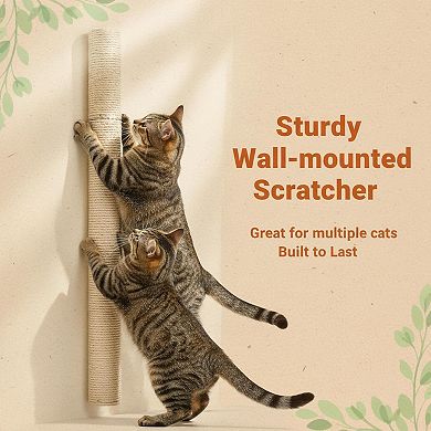 Nicate 34" Wall Mounted Cat Scratcher Sisal Vertical Stretching Durable Aluminum Space Saving Modern