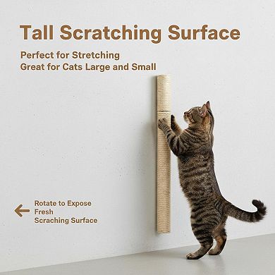 Nicate 34" Wall Mounted Cat Scratcher Sisal Vertical Stretching Durable Aluminum Space Saving Modern