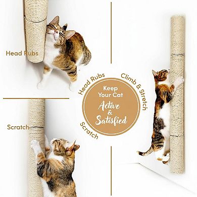 Nicate 34" Wall Mounted Cat Scratcher Sisal Vertical Stretching Durable Aluminum Space Saving Modern