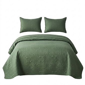 Queen Quilt Set Ultrasonic Lightweight Coverlet Soft Modern Bedding 3 pc