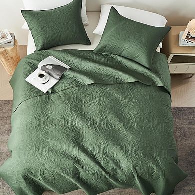 Queen Quilt Set Ultrasonic Lightweight Coverlet Soft Modern Bedding 3-Piece