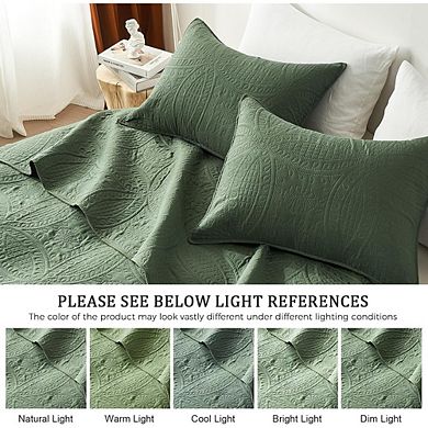 Queen Quilt Set Ultrasonic Lightweight Coverlet Soft Modern Bedding 3-Piece