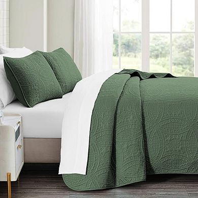 Queen Quilt Set Ultrasonic Lightweight Coverlet Soft Modern Bedding 3-Piece