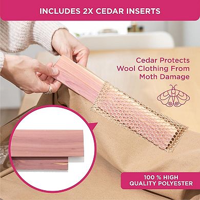 Clothes Storage Bag Organizer Protects from Moths, Moisture, Set of 2 Underbed Storage Bags- Beige