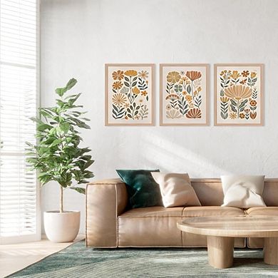 Boho Abstract Floral Wall Art, Minimalist Botanical Canvas Prints, Earthy Home Decor