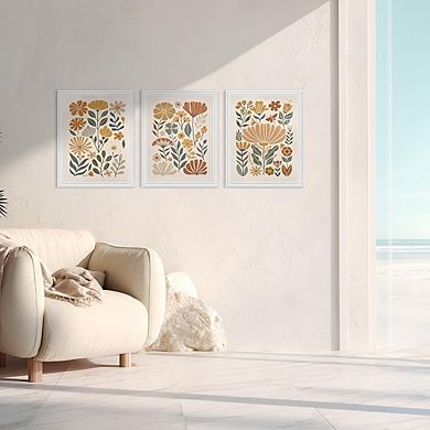 Boho Abstract Floral Wall Art, Minimalist Botanical Canvas Prints, Earthy Home Decor