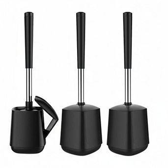 KAUFLY Toilet Brush Set with Auto-Closing Lid,Extra Long Handle&Nylon Bristles for Bathroom