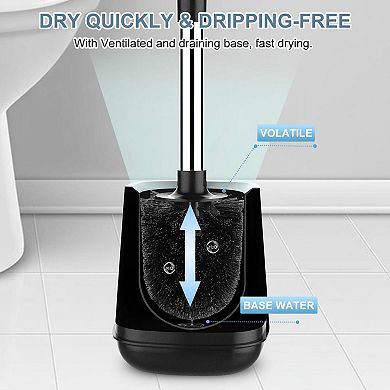KAUFLY Toilet Brush Set with Auto-Closing Lid,Extra Long Handle&Nylon Bristles for Bathroom