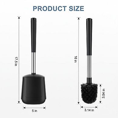 KAUFLY Toilet Brush Set with Auto-Closing Lid,Extra Long Handle&Nylon Bristles for Bathroom
