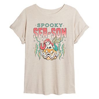 Juniors' Disney Princess Ariel Spooky Sea-Son Oversized Tee